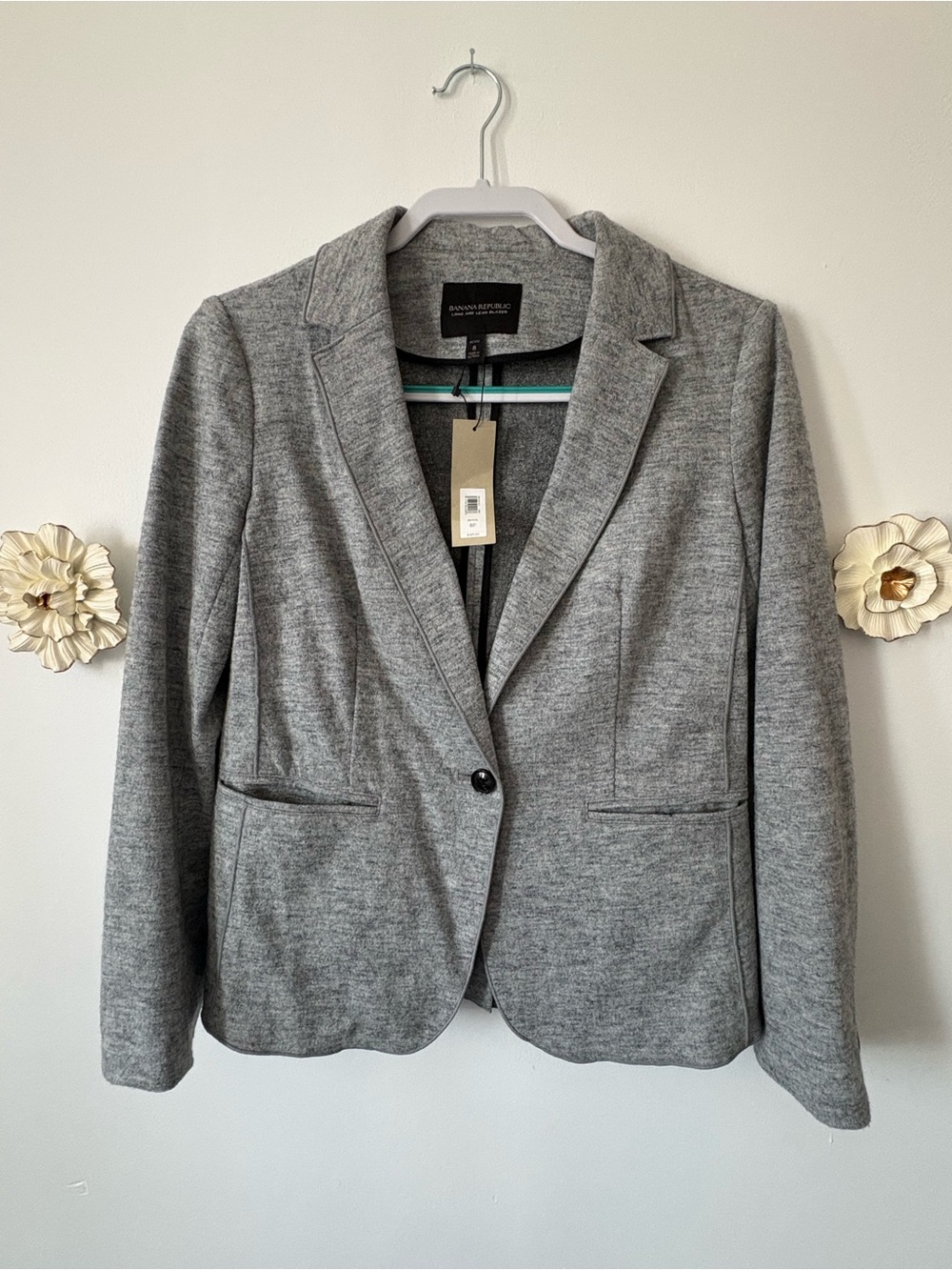 Banana Republic Light Heather Gray Ponte Blazer